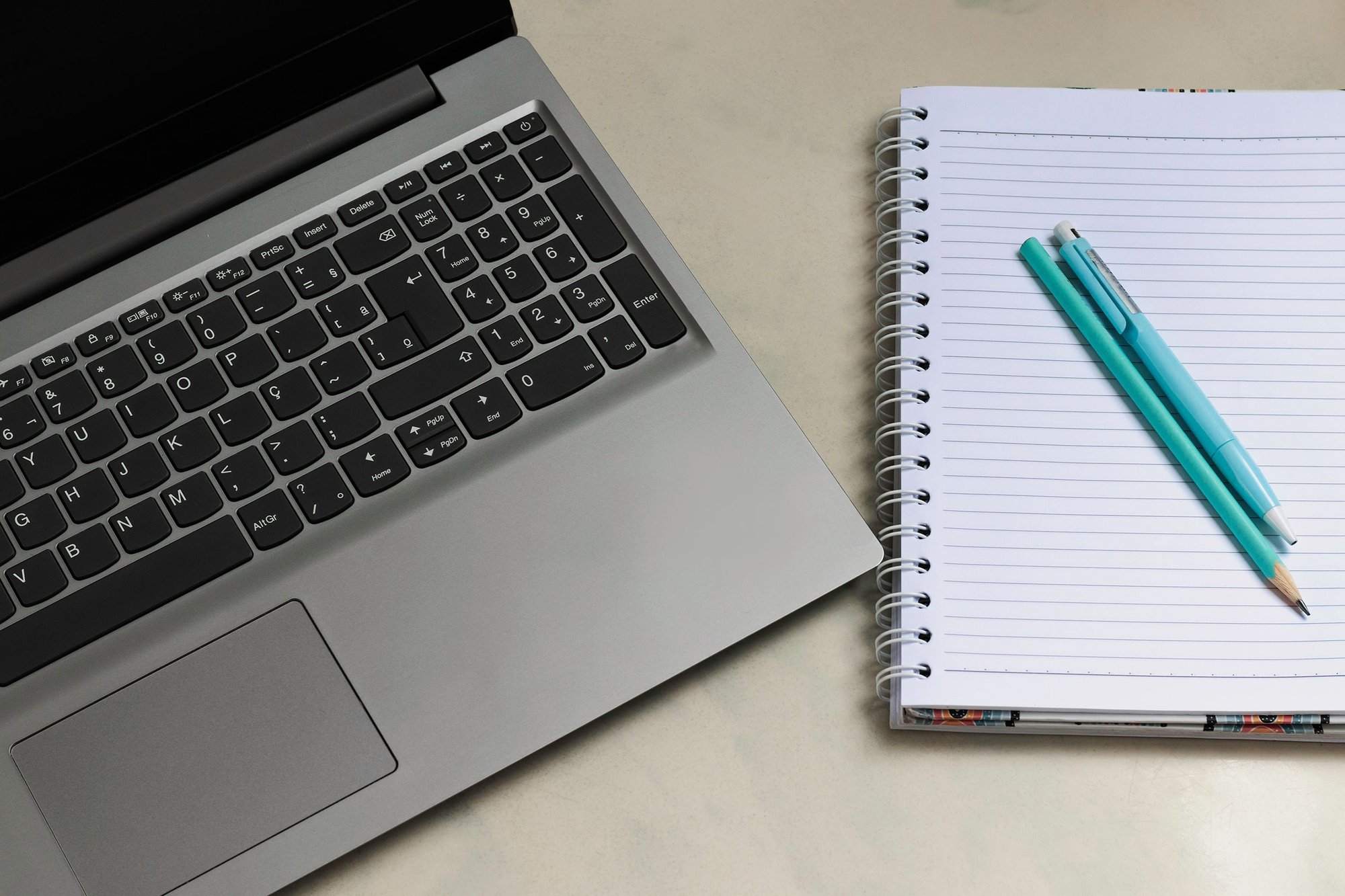 Laptop with notebook Laptop with notebook