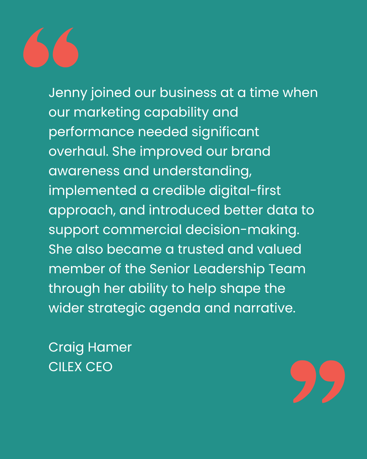 Testimonial from CILEX CEO